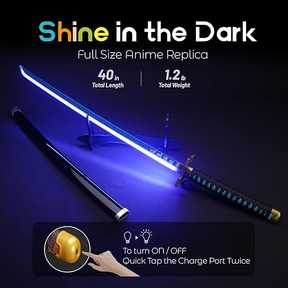 Demon Slayer Muichiro Tokito LED Katana Sword With USB Cable (No COD Allowed On This Product) - Prepaid Orders Only