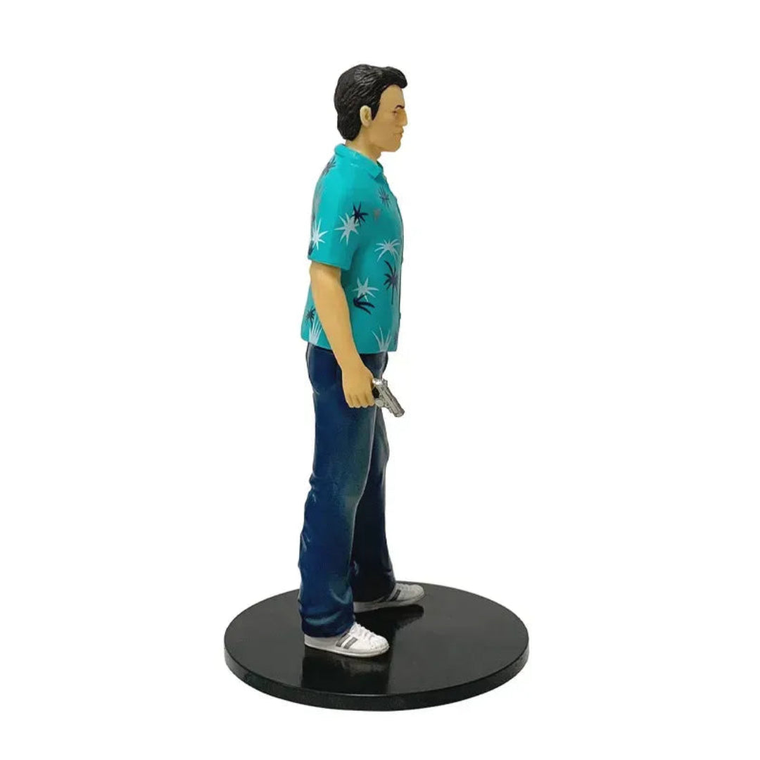 GTA Style Male Character Action Figure with Black Display Stand, Collectible Toy & Room Decor
