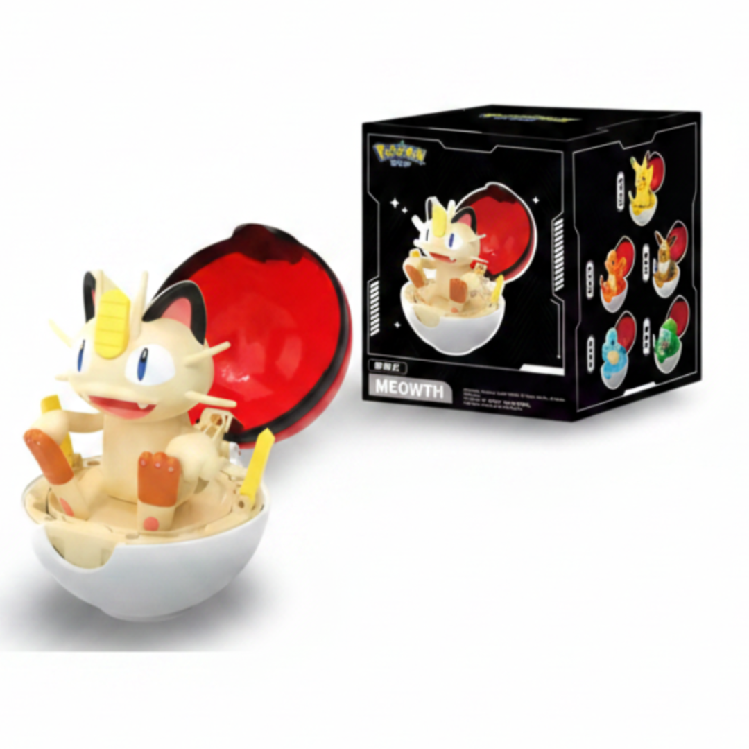 Pokémon Meowth Poké Ball Transforming Figure – 11 CM Approx. Collectible Toy – Interactive Display Figure