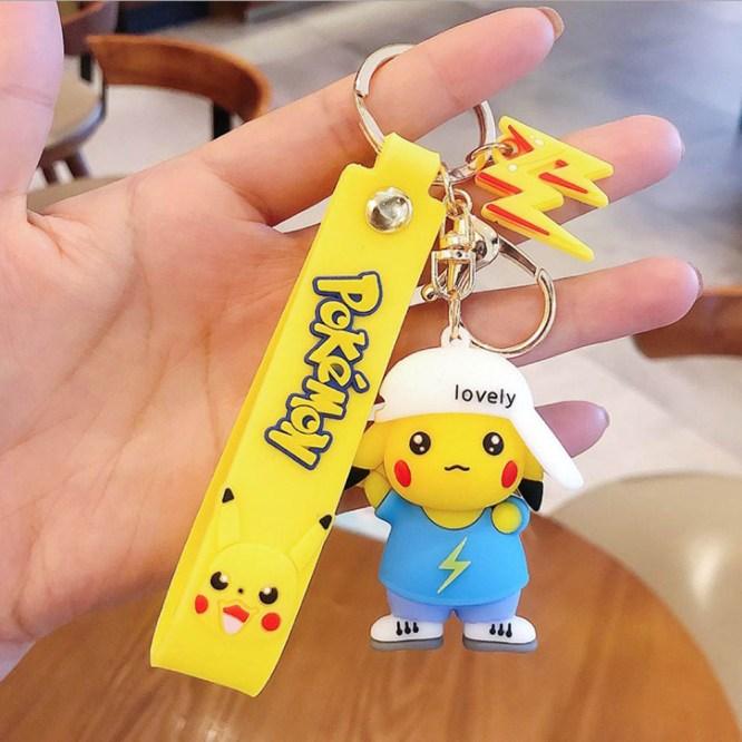 Pokemon Pikachu 3D Silicon Keychains With Bagcharm and Strap (Select From Drop Down Menu)