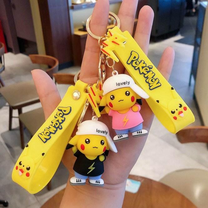 Pokemon Pikachu 3D Silicon Keychains With Bagcharm and Strap (Select From Drop Down Menu)