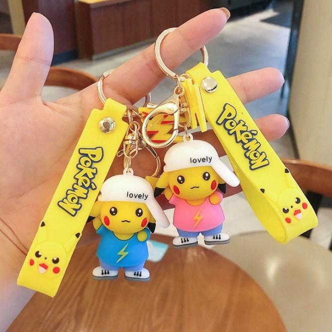 Pokemon Pikachu 3D Silicon Keychains With Bagcharm and Strap (Select From Drop Down Menu)