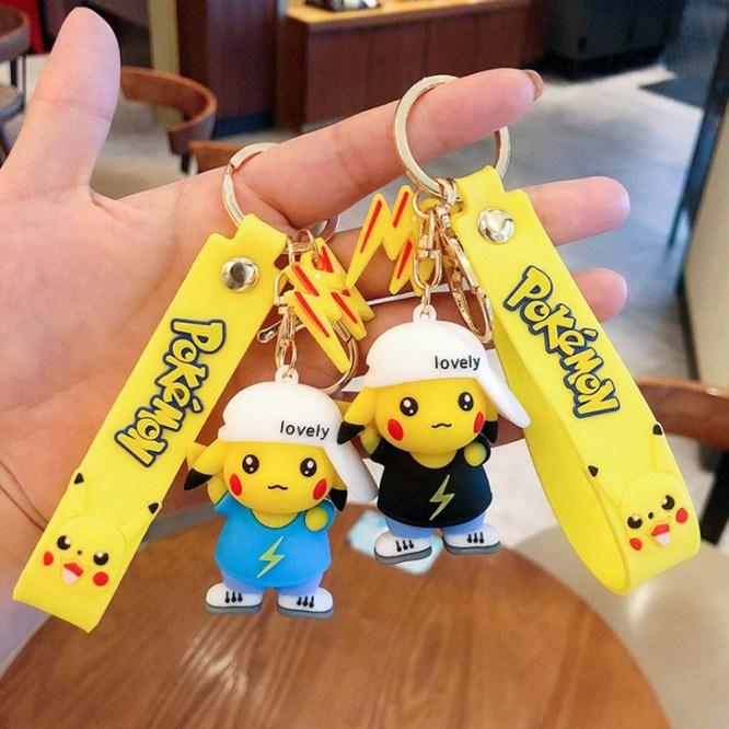 Pokemon Pikachu 3D Silicon Keychains With Bagcharm and Strap (Select From Drop Down Menu)