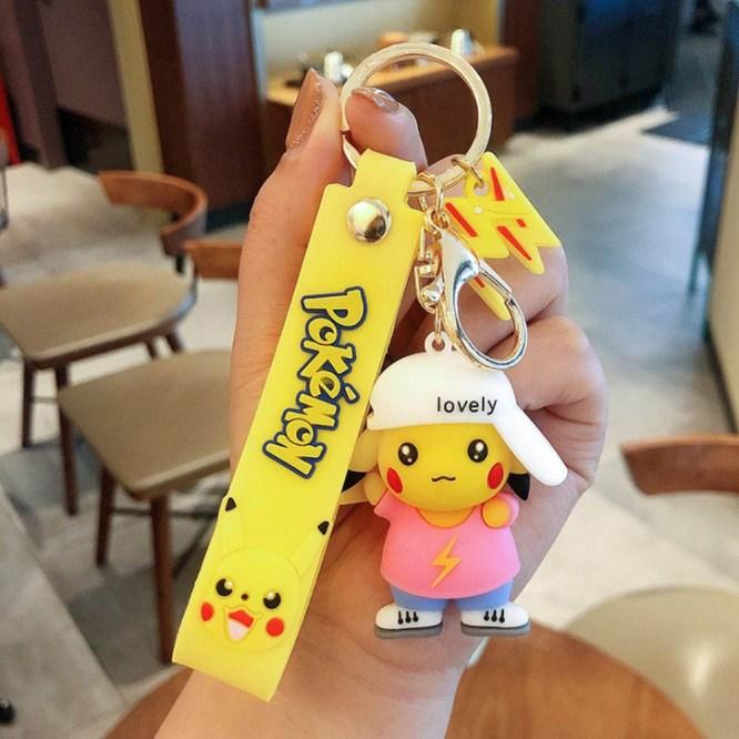 Pokemon Pikachu 3D Silicon Keychains With Bagcharm and Strap (Select From Drop Down Menu)