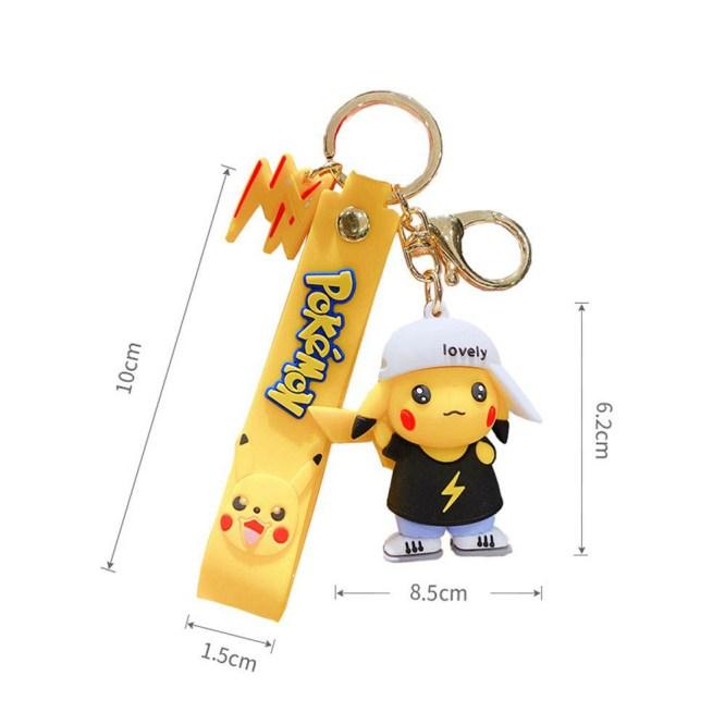 Pokemon Pikachu 3D Silicon Keychains With Bagcharm and Strap (Select From Drop Down Menu)