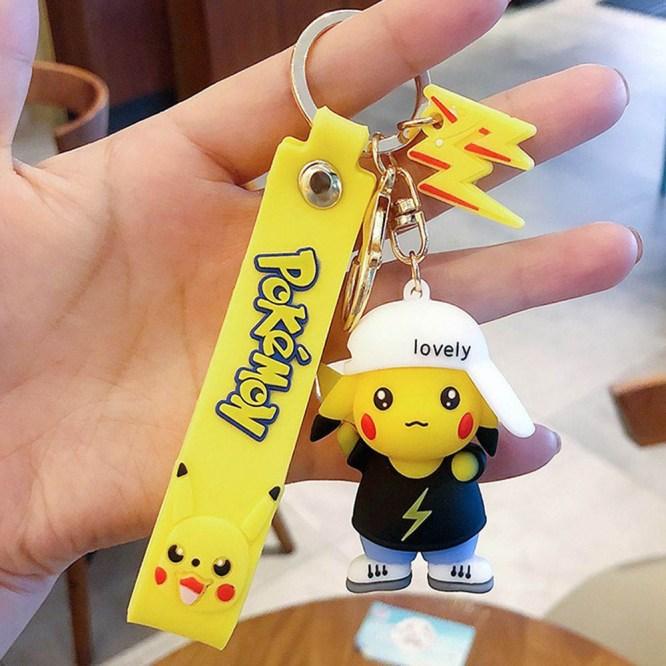 Pokemon Pikachu 3D Silicon Keychains With Bagcharm and Strap (Select From Drop Down Menu)