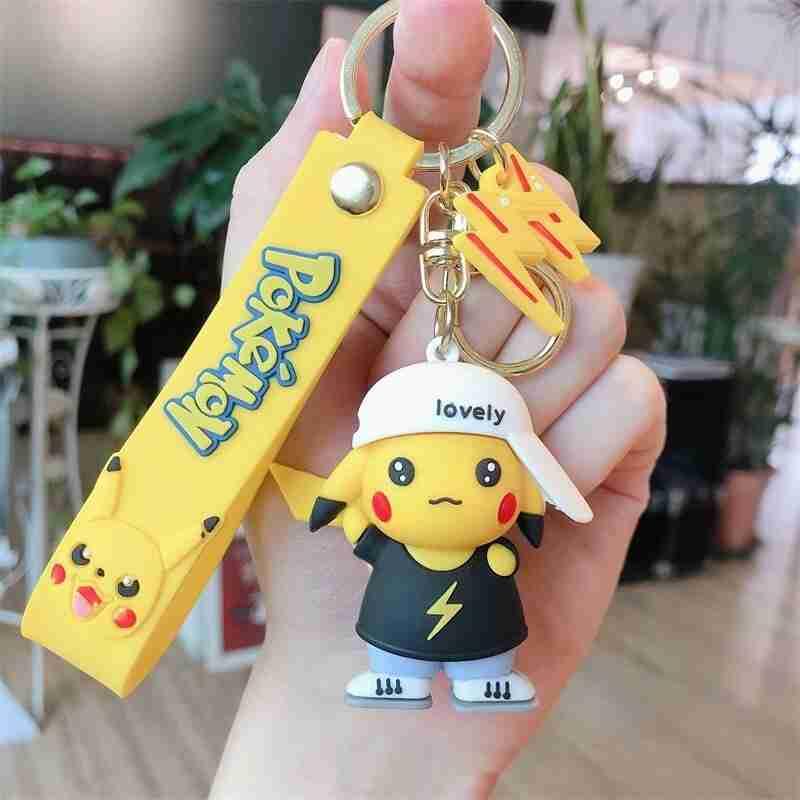 Pokemon Pikachu 3D Silicon Keychains With Bagcharm and Strap (Select From Drop Down Menu)