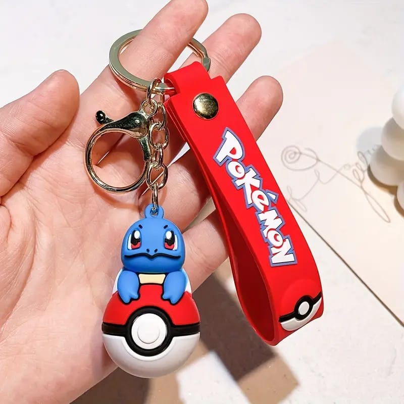Pokemon Character On Pokeball 3D Silicon Keychains with Bag Charm and Strap (Select from Dropdown Menu)