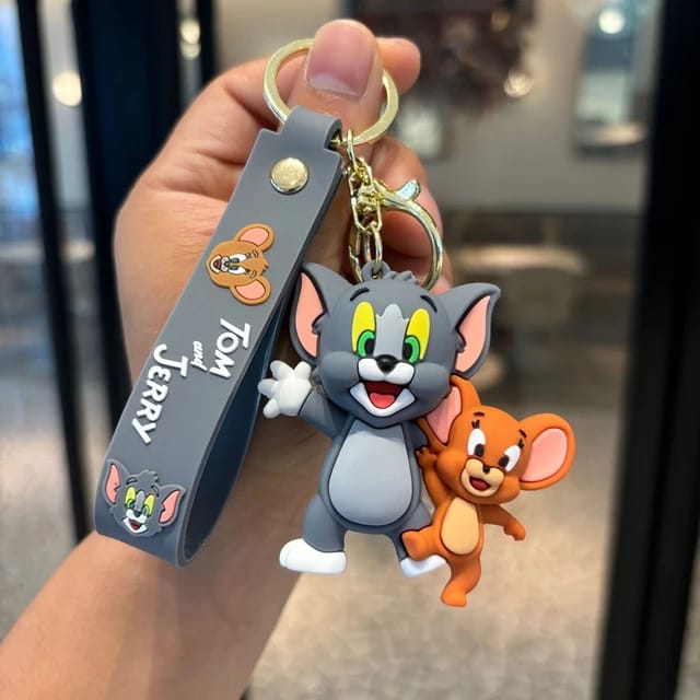 Tom And Jerry 2-In-1 Silicon Keychain With Bagcharm And Strap (Select From Drop Down Menu)