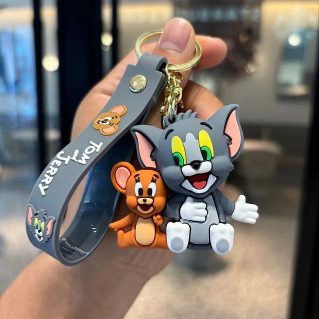 Tom And Jerry 2-In-1 Silicon Keychain With Bagcharm And Strap (Select From Drop Down Menu)