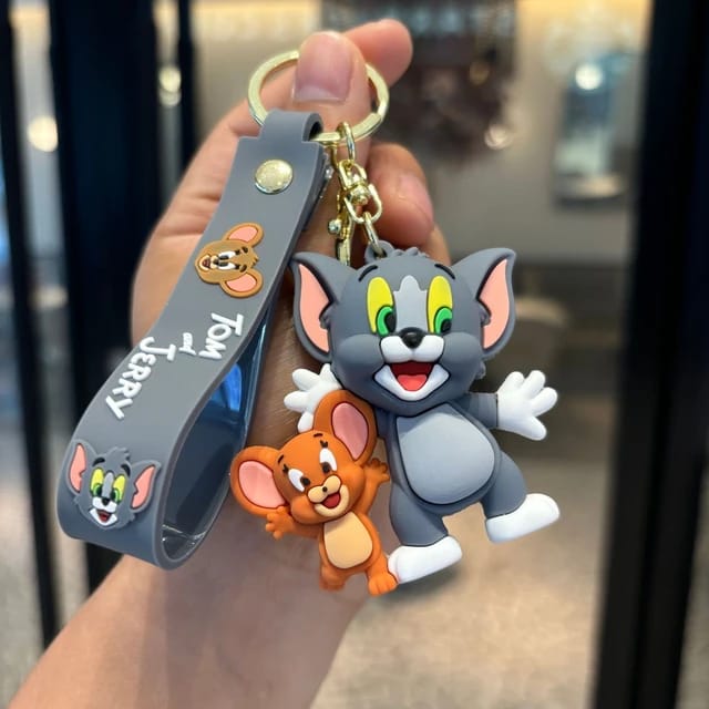 Tom And Jerry 2-In-1 Silicon Keychain With Bagcharm And Strap (Select From Drop Down Menu)
