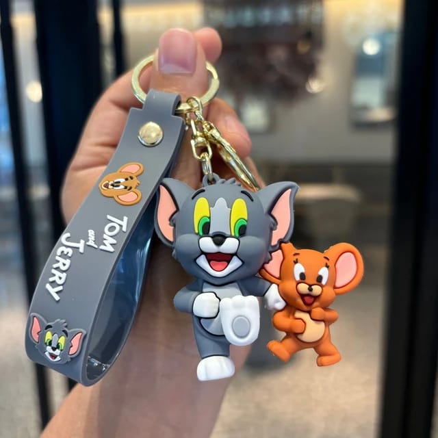 Tom And Jerry 2-In-1 Silicon Keychain With Bagcharm And Strap (Select From Drop Down Menu)