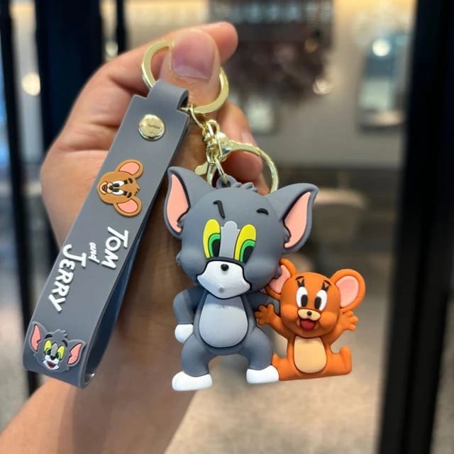 Tom And Jerry 2-In-1 Silicon Keychain With Bagcharm And Strap (Select From Drop Down Menu)