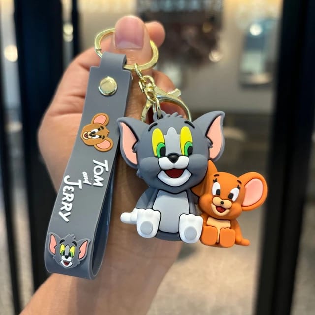 Tom And Jerry 2-In-1 Silicon Keychain With Bagcharm And Strap (Select From Drop Down Menu)