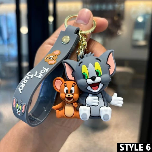 Tom And Jerry 2-In-1 Silicon Keychain With Bagcharm And Strap (Select From Drop Down Menu)
