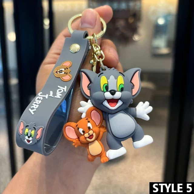 Tom And Jerry 2-In-1 Silicon Keychain With Bagcharm And Strap (Select From Drop Down Menu)