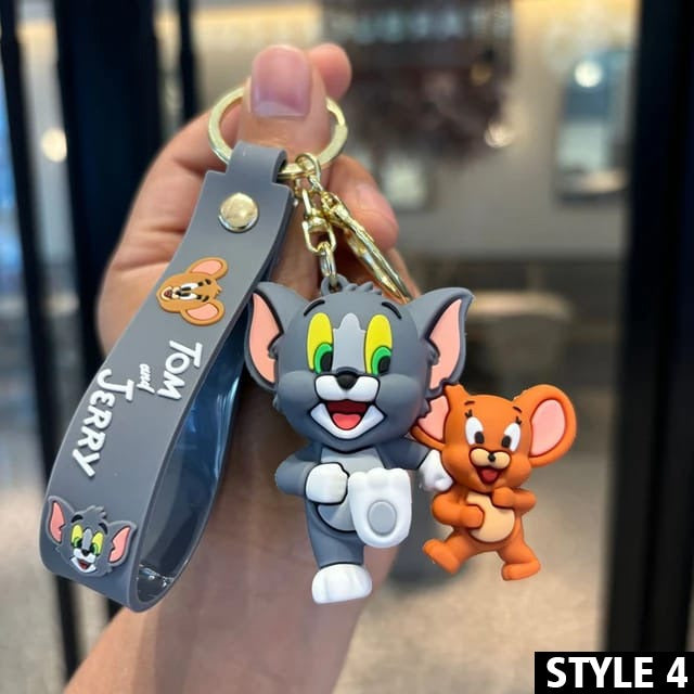 Tom And Jerry 2-In-1 Silicon Keychain With Bagcharm And Strap (Select From Drop Down Menu)