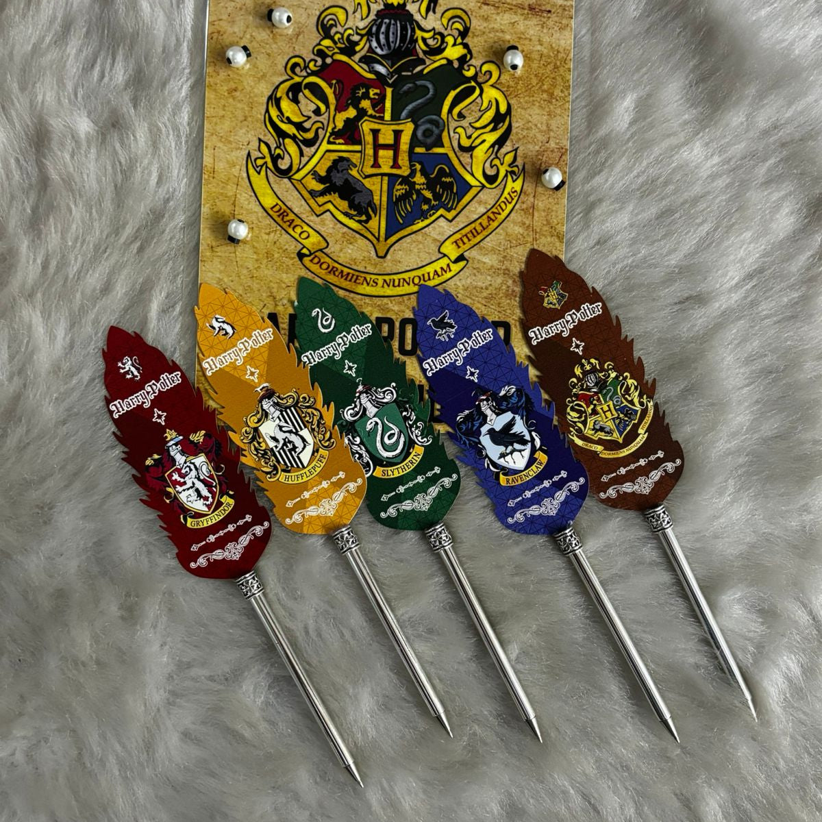Harry Potter Houses Themed Collectable Metallic Feather Pens (Select From Drop Down Menu)