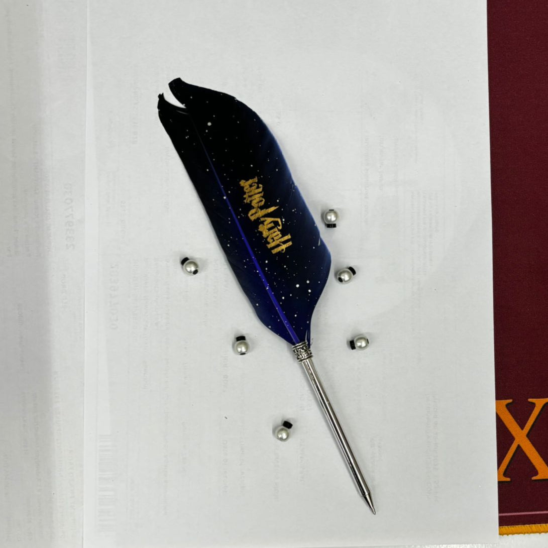Harry Potter Themed Collectable Metallic Feather Pens (Select From Drop Down Menu)