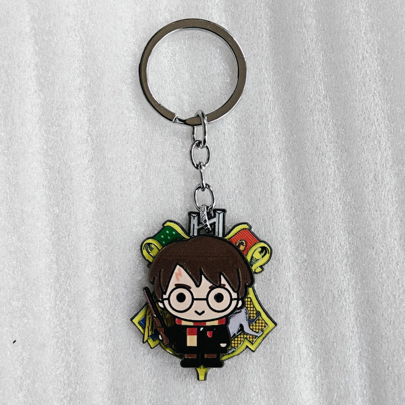 Harry Potter With Wand - Deathly Hallows Rotating Metal Keychain