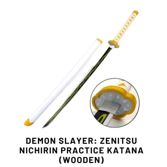Demon Slayer Zenitsu Agatsuma Katana Sword - Wooden (No COD Allowed On This Product) - Prepaid Orders Only