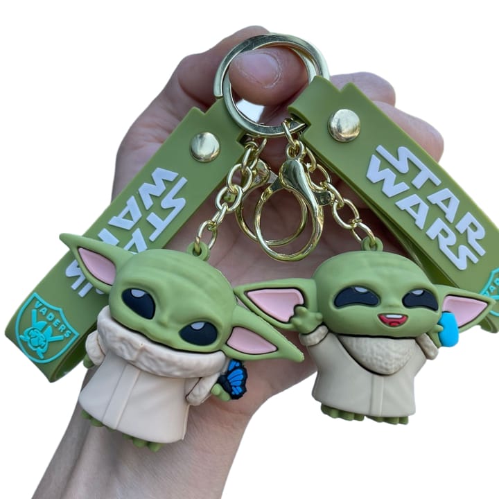 Baby Yoda 3D Silicon Keychain With Bagcharm (Select From Drop Down Menu)