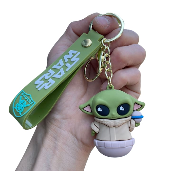Baby Yoda 3D Silicon Keychain With Bagcharm (Select From Drop Down Menu)