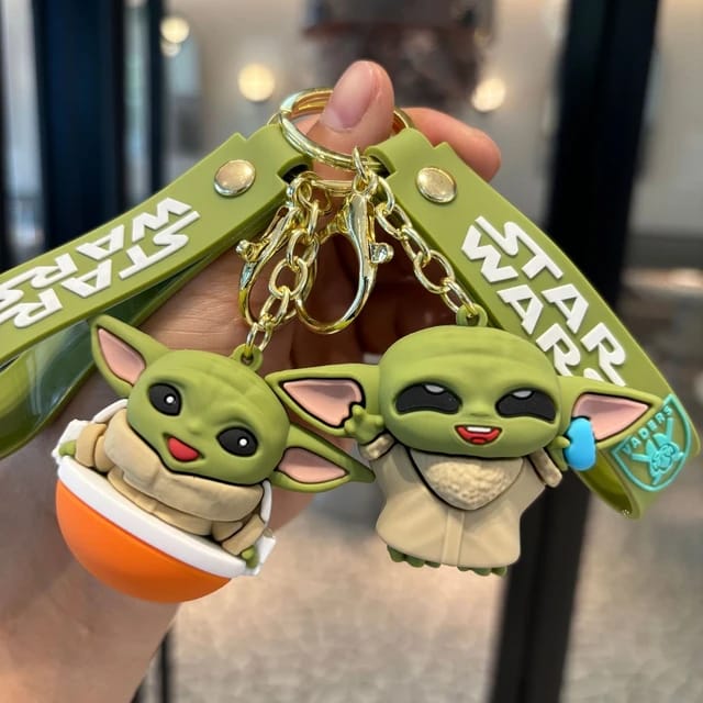 Baby Yoda 3D Silicon Keychain With Bagcharm (Select From Drop Down Menu)