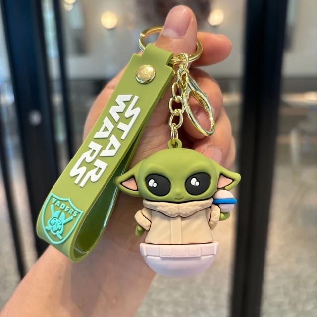 Baby Yoda 3D Silicon Keychain With Bagcharm (Select From Drop Down Menu)