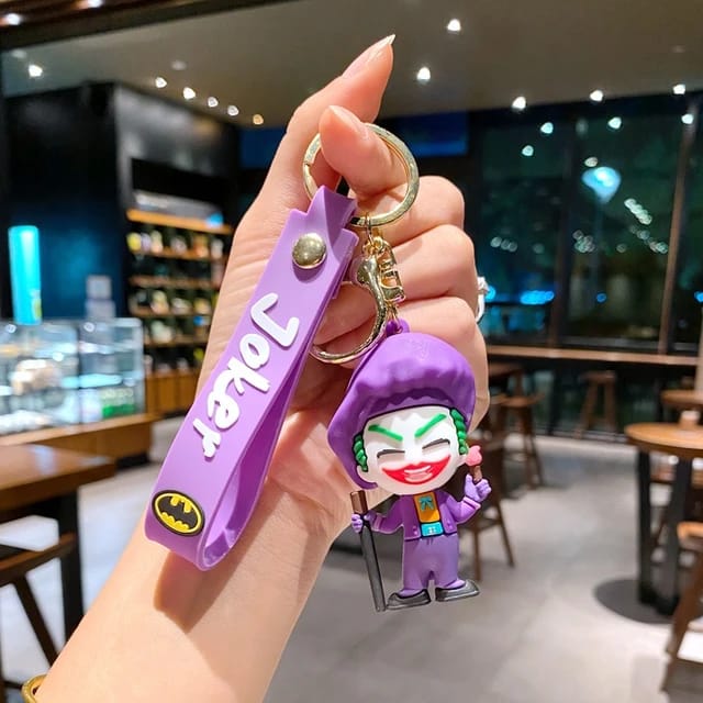 Joker 3D Silicon Keychain With Bagcharm And Strap (Select From Drop Down Menu)