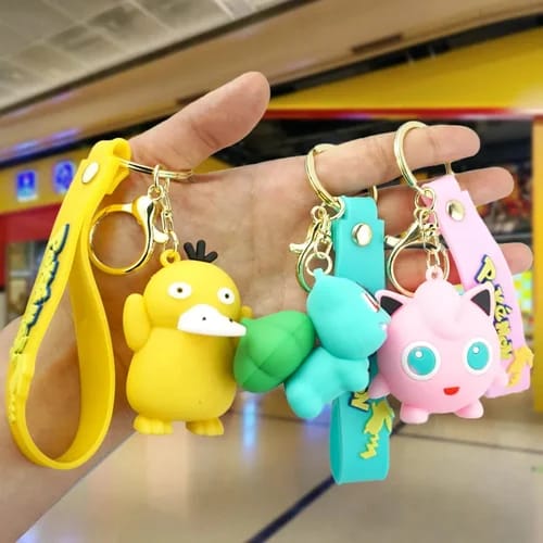 3D Silicon Keychain with Bag Charm and Strap (Choose From Drop Down Menu)
