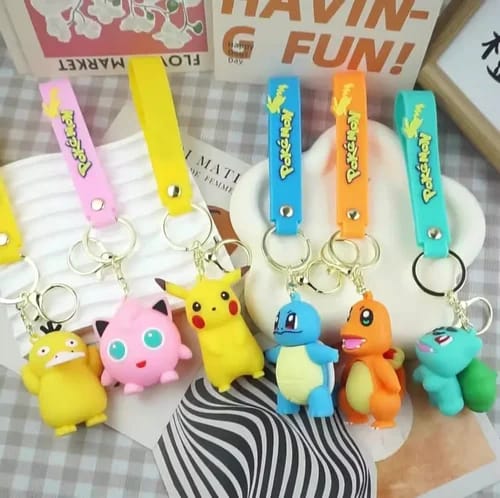 3D Silicon Keychain with Bag Charm and Strap (Choose From Drop Down Menu)