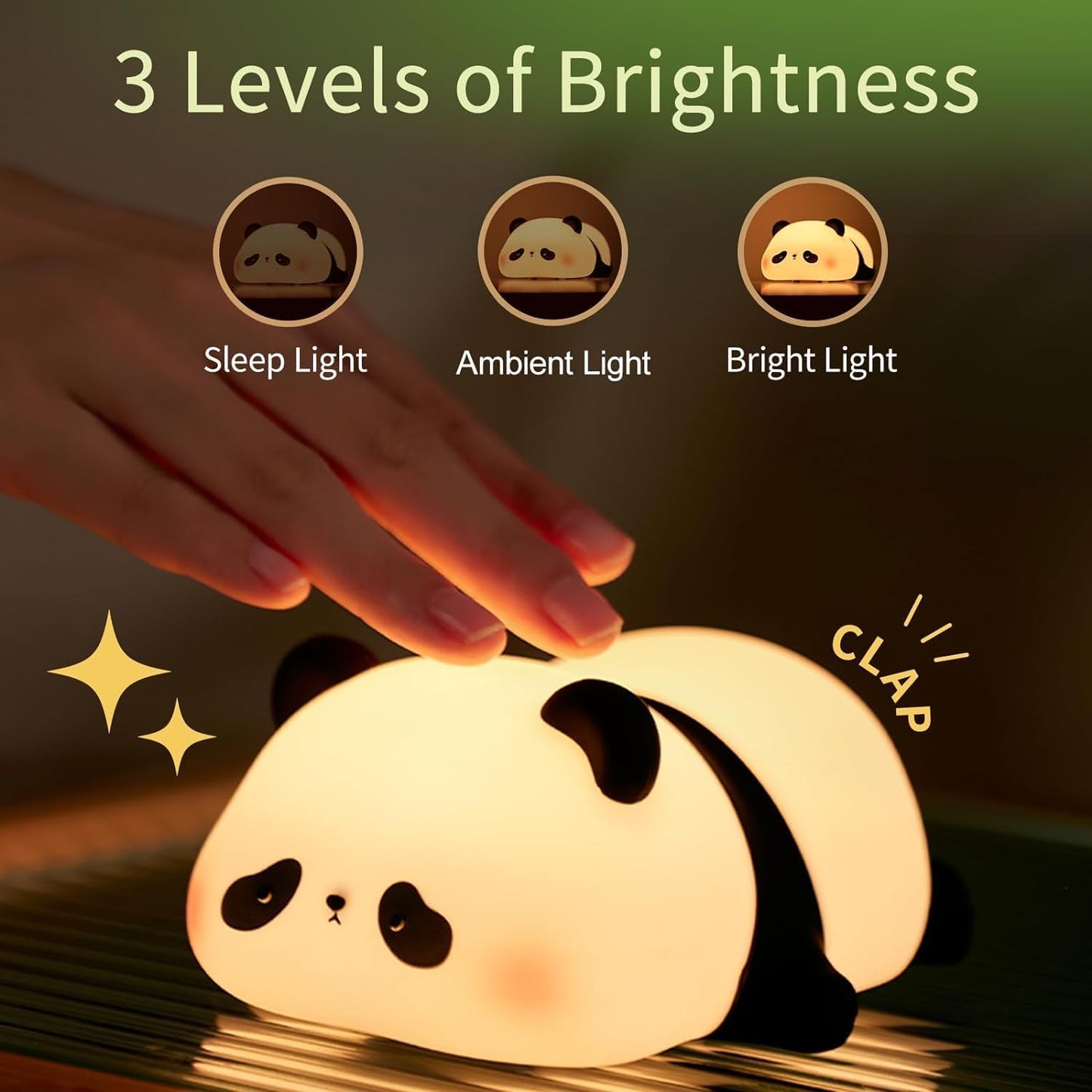 Cute Rechargeable Sleeping Panda Night Light for Kids, Nursery Silicone Night Light with 7-Color Changing Kawaii Bedside Lamp for Kids Room, Gifts for Toddler Children