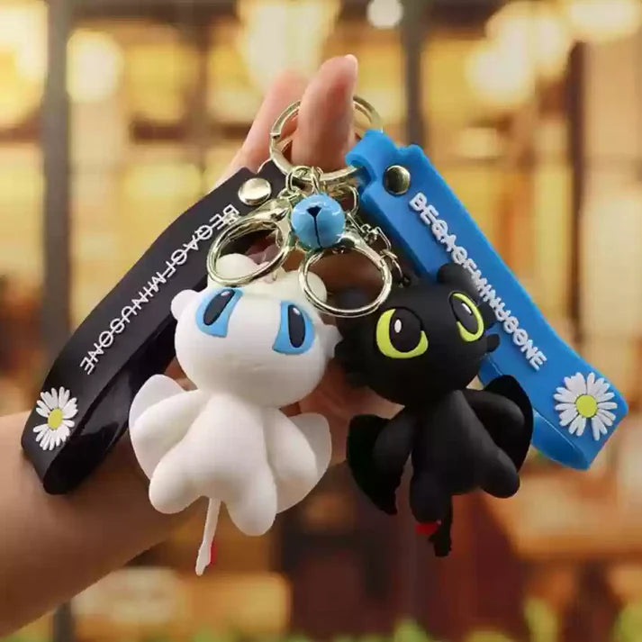 Dragon Silicon Keychain with Bagcharm and Strap (Select From Drop Down Menu)