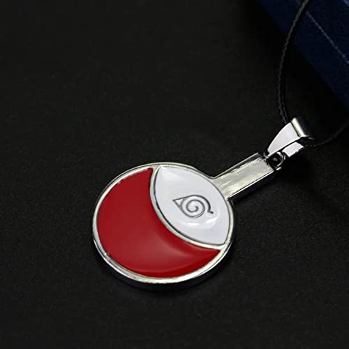 Naruto Inspired Red White Konoha Sign Logo Pendant Necklace For Boys Men/Women Alloy