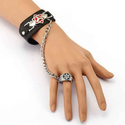 Anime Naruto Sasuke Leather Bracelet & Ring.