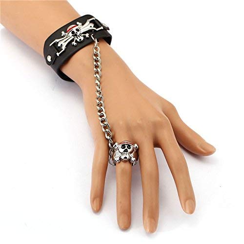 One Piece Luffy Wristband Leather Bracelet & Ring Cosplay Accessory