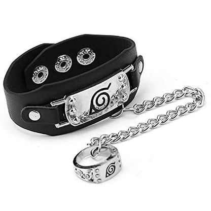 Anime Naruto Sasuke Leather Bracelet & Ring.