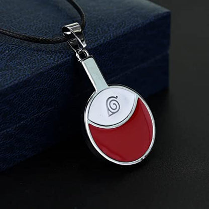 Naruto Inspired Red White Konoha Sign Logo Pendant Necklace For Boys Men/Women Alloy