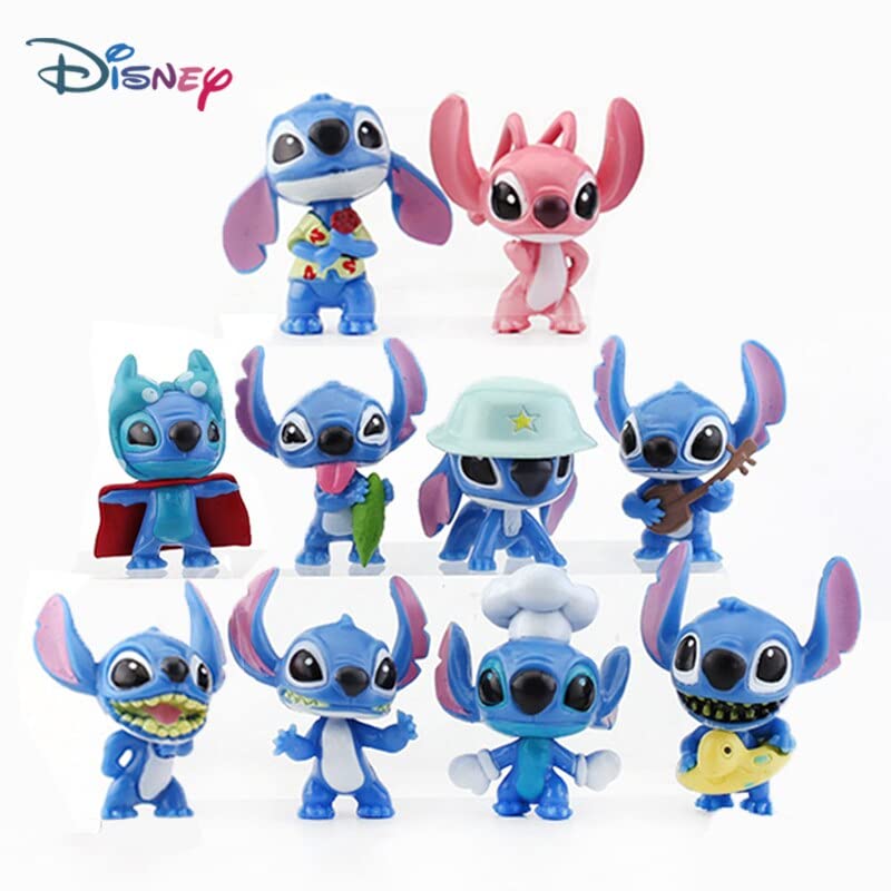 Lilo & Stitch - Set of 10 Figures - Action Figures | Best Animated Science Fiction Comedy-Drama | 5.5cm | Cake Toppers | 10 Pcs