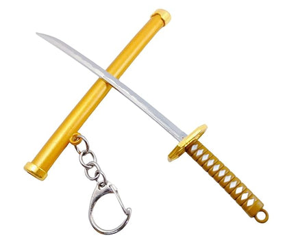 One Piece Toy Katana With Cover Metal Key Chain With Alloy Key Ring (Yellow)