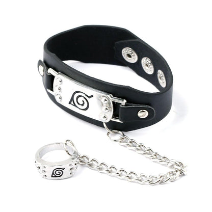 Anime Naruto Sasuke Leather Bracelet & Ring.