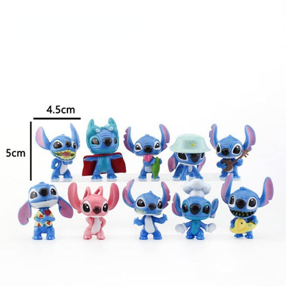 Lilo & Stitch - Set of 10 Figures - Action Figures | Best Animated Science Fiction Comedy-Drama | 5.5cm | Cake Toppers | 10 Pcs