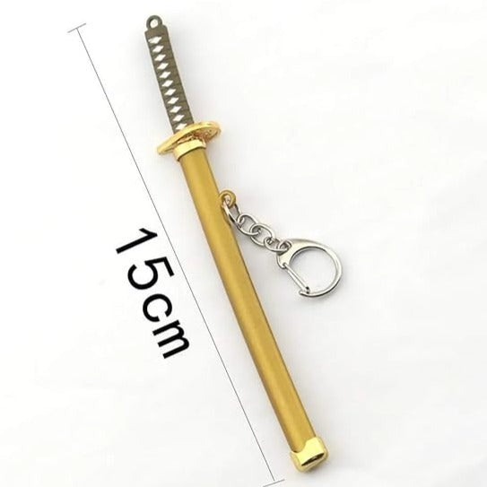 One Piece Toy Katana With Cover Metal Key Chain With Alloy Key Ring (Yellow)