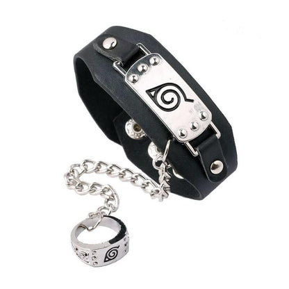 Anime Naruto Sasuke Leather Bracelet & Ring.