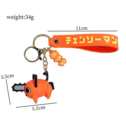 Pochita Keychain With Hook & Strap For Anime Fans