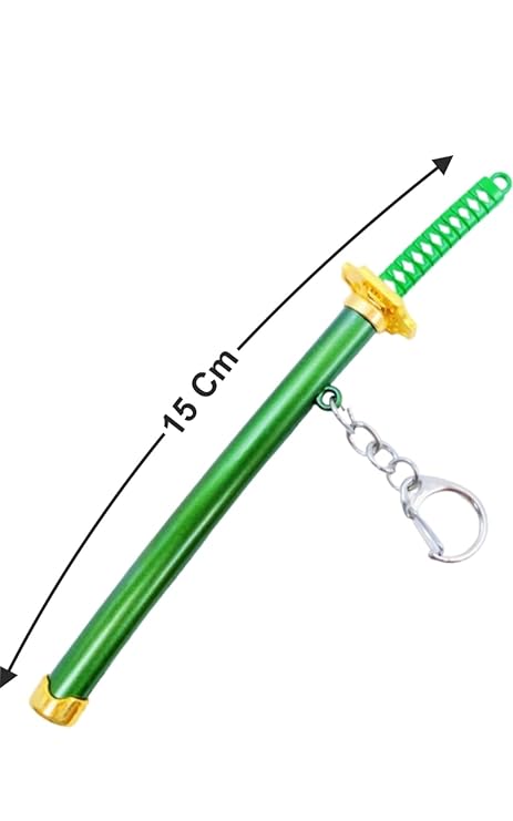 One Piece Toy Katana With Cover Metal Key Chain With Alloy Key Ring (Green)