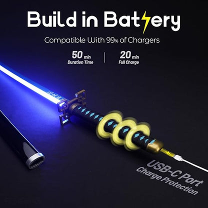 Demon Slayer Muichiro Tokito LED Katana Sword With USB Cable (No COD Allowed On This Product) - Prepaid Orders Only