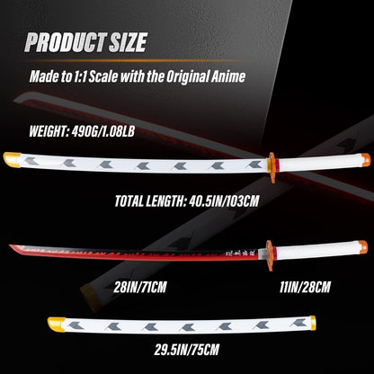 Demon Slayer Rengoku LED Katana Sword With USB Cable (No COD Allowed On This Product) - Prepaid Orders Only