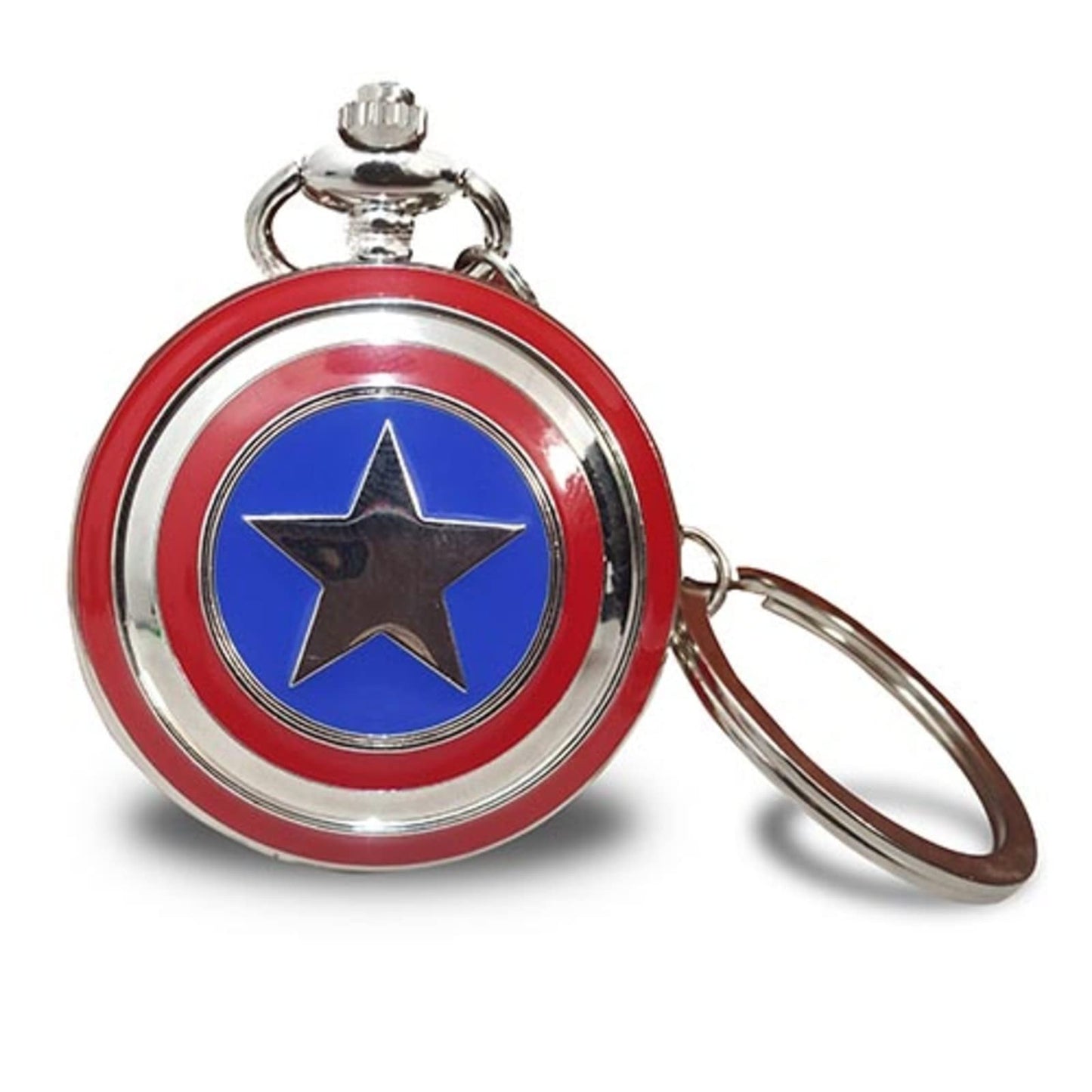 Captain America Shield Metal Pocket Watch Keychain